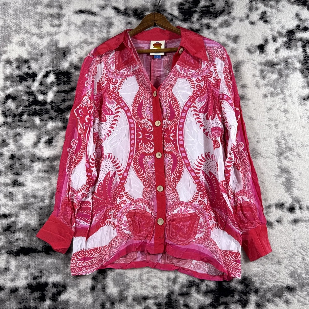 Farm Rio Paisley Print Pink/Red Button-Up Shirt